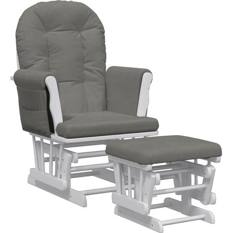 Fauteuil de relaxation chaise berçante d'allaitement avec repose-pieds et tissu gris foncé DEC028742