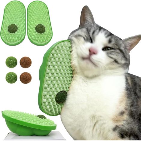 2 pelotas de juguete con hierba gatera que se adhieren a la pared, pelota de juguete para gatos, pelotas de hierba gatera para que los gatos las laman, rascadores faciales para gatos, autoaseo para ga