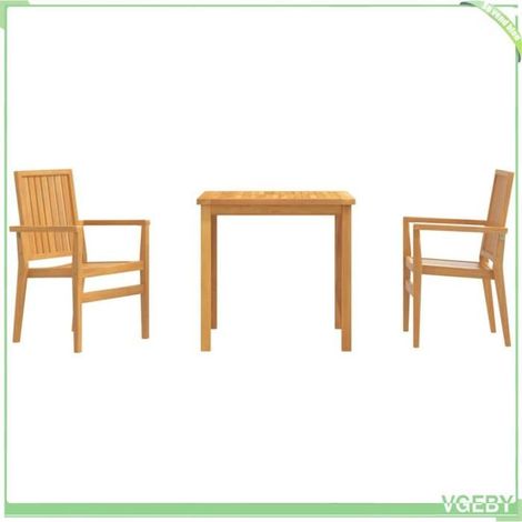 Ensemble à manger de jardin 3 pcs - FAFEICY - 3157909 - Bois de teck massif - 80x80x77 cm - Chaises empilables (1/5)