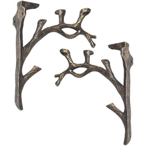 Supports d'étagère vintage (lot de 2), étagère carrée en fonte, fabrication artisanale, support triangulaire décoratif créatif, étagère murale, support de fleurs (1/5)