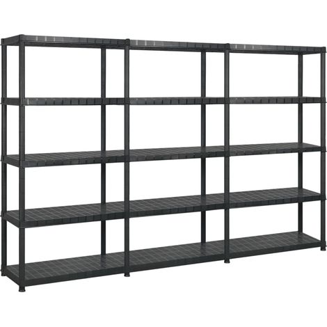 vidaXL Scaffale a 5 Ripiani Nero 255x40x185 cm in Plastica (1/5)