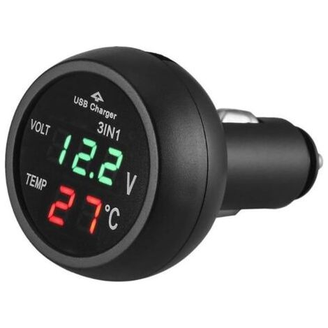 Prise allume-cigare de voiture avec port USB 12 V étanche Voltmètre Thermomètre pour véhicules 12 V/24 V (1/5)