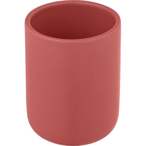 Zahnbürstenhalterbecher – 1 Stück – Mattrote Keramik – Hygienische Aufbewahrung – Familienbadezimmer – 7,6 x 10 cm (1/3)