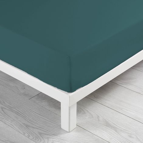 Drap housse pour lit double en coton lavé "Linette" - Bleu pétrole - 140 x 190 cm - Livraison gratuite