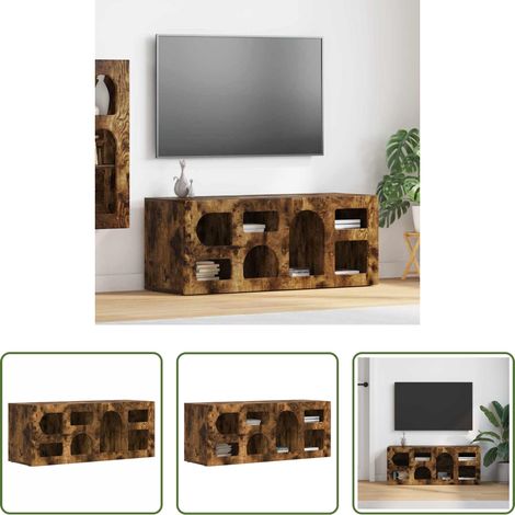 Holzwerkstoff - TV-Schränk Geräucherte Eiche 100 x 35 x 40 cm Holzwerkstoff (1/5)