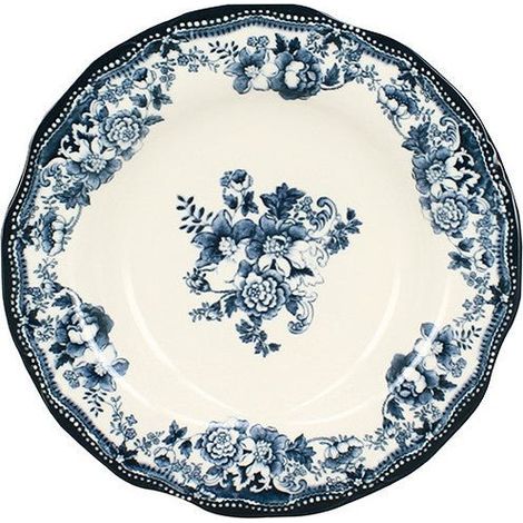 6 x assiettes creuses FAUSTINE bleues - 22cm - Porcelaine - Novastyl