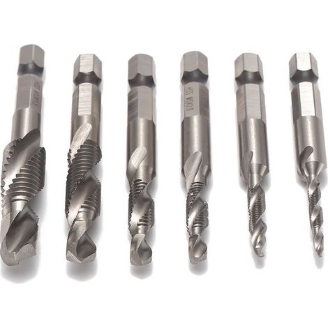 GROOFOO 6 pièces de forets en métal, tarauds, forets hélicoïdaux, tige de 6 mm pour accessoires d'outils électriques (1/4)