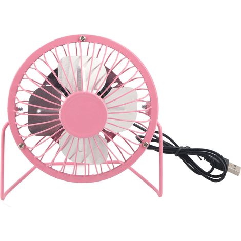 Mini Fan USB Portable Silent Aluminum Blade Home Office Desk Desktop Iron Crafts FansPink (1/5)