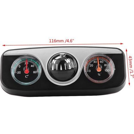Qiilu Compas de navigation monté sur tableau de bord Thermomètre de voiture, boussole de direction avec bande auto d'amenagement (1/4)