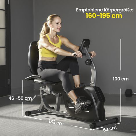 Heimtrainer, Magnet-Liegerad, 8 Widerstandsstufen, verstellbar, LCD-Monitor, Metall, Kunststoff, Schwarz (1/5)