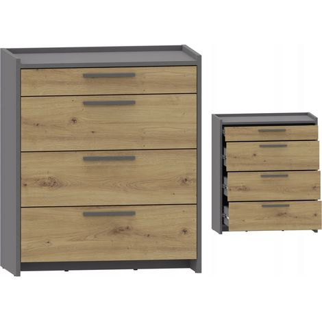 ALTIVO COM 70 3SW1SN cassettiera artigianale color antracite, grande armadio a 4 cassetti