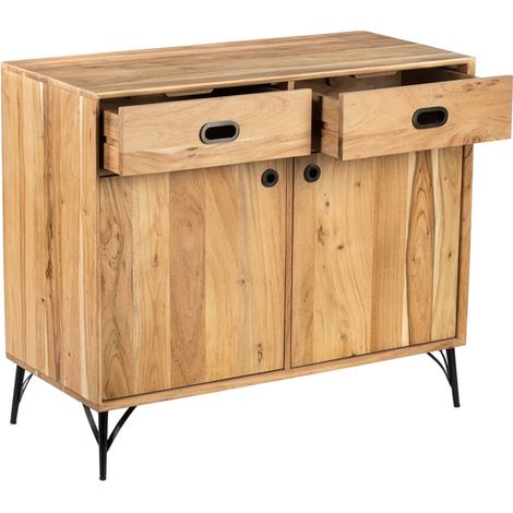 Buffet bois clair industriel SERENA 100cm - 100x45x85 cm - Kayu Meuble (1/5)