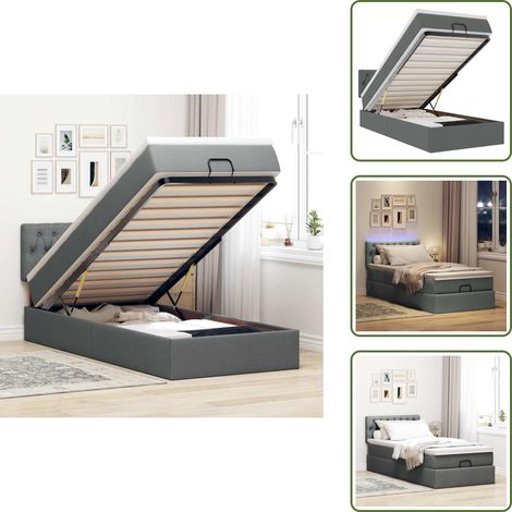 Coprimaterasso lavabile - vidaXL Struttura Letto Pouf con Materasso 100x200 cm in Tessuto - Luci a LED