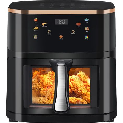 Friteuse à air chaud 9 L sans huile, Air Fryer avec affichage numérique, 6 programmes de cuisson, hublot transparent et panier lavable au lave-vaisselle (1/5)