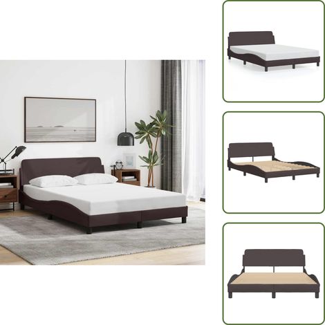 Letto con testiera - vidaXL Giroletto Dover Marrone Scuro 120x200 cm Tessuto - Letto con supporto