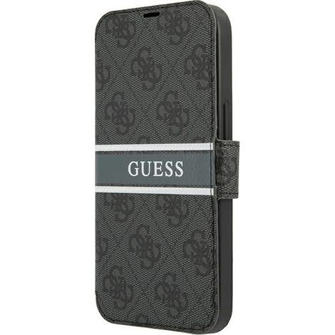 Étui à rabat Guess pour iPhone 13 Mini, gris, rayures 4G (1/5)