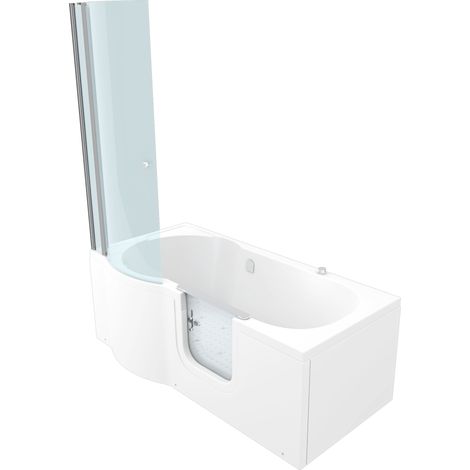 Seniorendusche und Wanne mit Whirlpool S12D-AIR-R-EC Dusche 85x170cm MIT 2K Scheiben Versiegelung