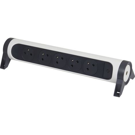 bloc multiprise - 5 x 2p+t - rotatif - a cabler - blanc / noir - legrand 049467 (1/5)