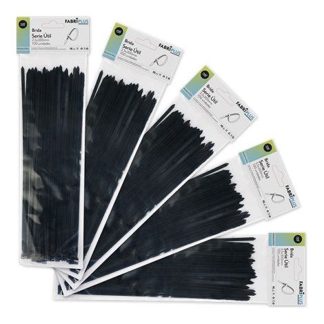 Beutel mit 100 schwarzen Kabelbindern 2,5x200mm 100% Nylon 66 stark und haltbar