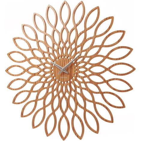 Karlsson Sunflower Orologio da Muro in legno MDF, beige, legno/mdf, rund