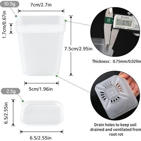 KINGLAKE 24 Pièces 7CM Petit Pot de Fleurs Semis, Godet Plastique pour Semis et Petites Plantes - Couleur Transparente (1/4)