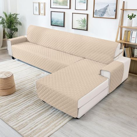 Ecksofa Überwurf L-Form 3-Sitzer wasserdicht, rutschfest, beige