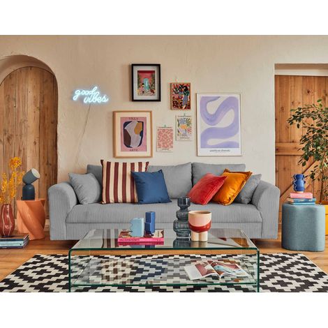 Rune – 3-sitzer sofa – aus cord - hellgrau