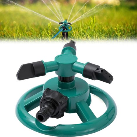 Arroseur de jardin à 3 bras, rotation à 360°, système d'irrigation automatique pour grandes surfaces, arrosage uniforme et vert. (1/5)