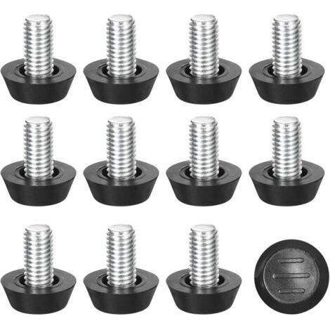 Lot de 12 niveleurs réglables pour meubles, M8 x 15 mm, vis filetées pour table, chaise, pieds de meubles, noir