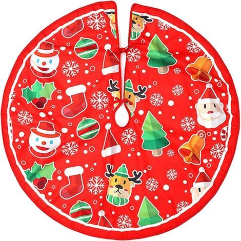 Roter Weihnachtsbaumrock, 90 cm Weihnachtsbaumdecke Dekoration, Weihnachtsbaumschmuck Teppichabdeckung für Weihnachtsfeierdekorationen
