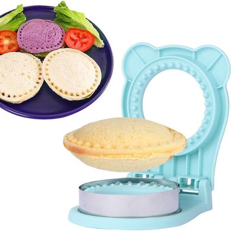 Coupe-sandwich et scelleur – Presse à sandwich ronde – Coupe-pain pour beurre de cacahuète, confiture, paninis, biscuits et pain sans croûte – Bleu clair (1/5)