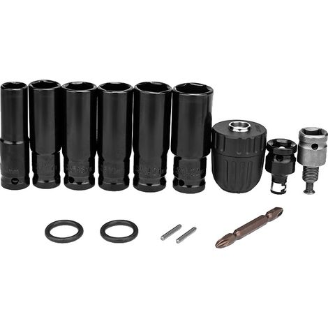 Kit d'adaptateurs de douilles pour clé à choc, 14 pièces, construction en métal durable, Comme indiqué (1/2)