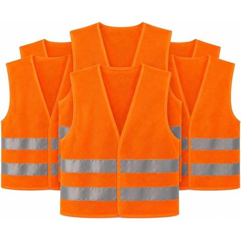4 pièces gilet de sécurité orange pack famille gilet de sécurité gilet de signalisation (1/5)