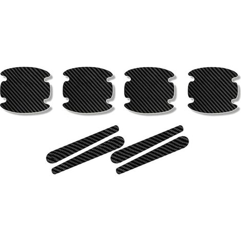 Set de 4 films de protection poignée de porte voiture en fibre de carbone 6,8 x 8,5 cm noirs, anti-rayures (1/5)
