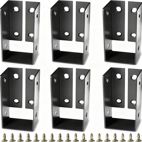 Lot de 6 supports de solives dissimulés en métal pour charpente en bois – Lot de 6 connecteurs de solives de sol solides 3,7 x 4,6 x 9,4 cm (1/5)