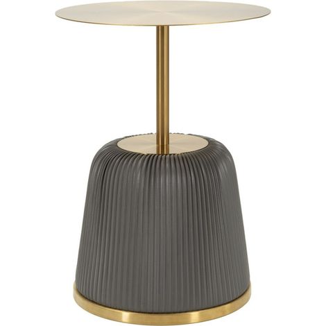 Tavolino Egle in metallo e PU grigio e oro Ø 40x55 cm