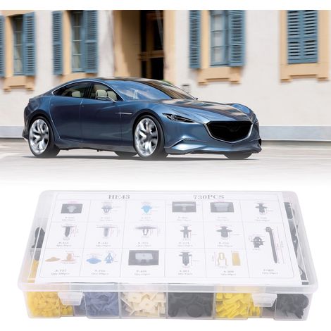 730pcs 17 tailles assorties clips de fixation carrosserie, rivets à poussoir, agrafes pare-chocs, attaches de garniture, pinces de maintien, fixations auto (1/5)