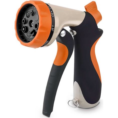 Gartenspritze 8-fach, Sprühpistole für Gartenschlauch aus Zinklegierung und TPR, einstellbarer Wasserfluss, für Gartenbewässerung, Autowäsche und Reinigung (1/5)