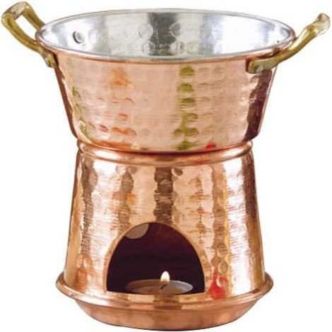 Fornellino Bagna Cauda de cobre de 14 cm de diámetro y 17 cm de altura, capacidad 0,8 litros