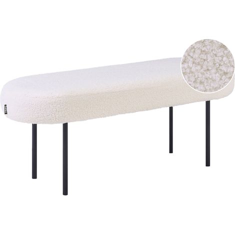 Panca Boucle con gambe in metallo, seduta ovale imbottita bianco sporco Wolfeboro
