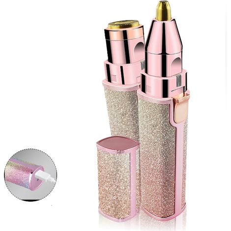 Épilateur électrique 2 en 1 pour femmes, rechargeable par USB, pour sourcils et corps, rose-AquaForge
