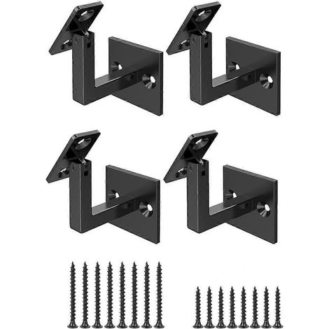 Lot de 4 supports de main courante réglables, supports de rampe d'escalier - Noir - (1/5)