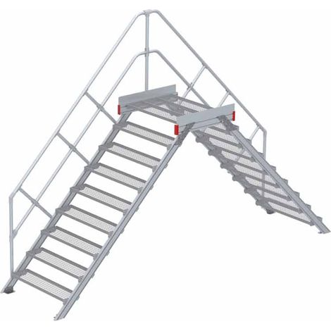Euroline 512 Überstieg 45° 1000mm Stufenbreite 2x9 Stufen Stahl Gitterrost