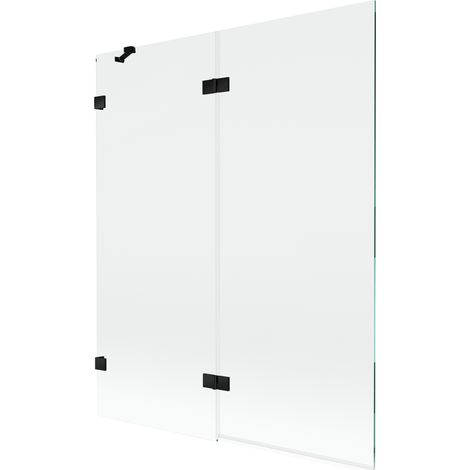 Paravent de baignoire Mexen Lunar à 2 volets, gauche, 140 x 150 cm, transparent, noir - 897-140-100-70-00-L (1/5)