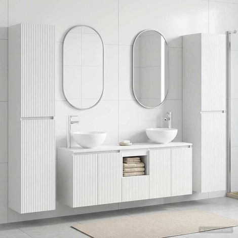 vidaXL Set di Armadi da Bagno 5 pz Bianco Lucido 129 x 35 x 80 cm (1/5)