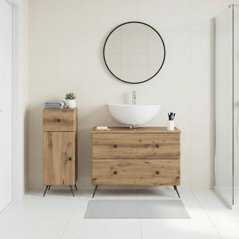vidaXL 2 Piece Bathroom Cabinet Set BREDA Artisan Oak Engineered Wood (1/5)