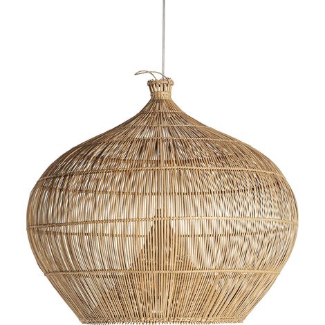 Suspension bambou boho finition vieilli brun clair ambiance chic - Brun clair vieilli naturel (1/5)