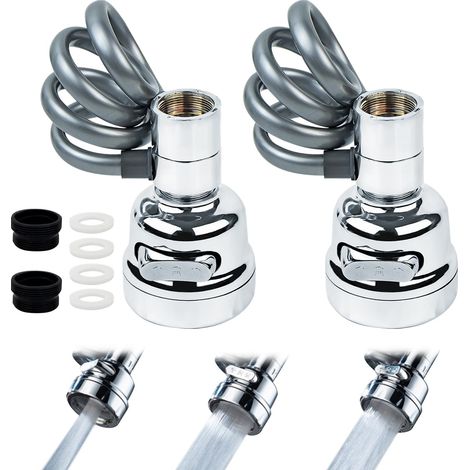 Embout Robinet Cuisine, 2 Pièces 360° Pivotant Aérateur de Robinet, Rallonge Robinet avec 3 Modes, Extensible Economiseur D'eau pour Robinet, Prolongateur Robinet pour Salle de Bain et Cuisine (1/5)