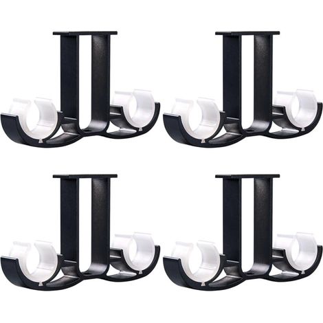 4Tringle à rideaux double couche, tringle à rideaux en métal robuste, tringle à rideaux fixée au plafond (noire) (1/5)