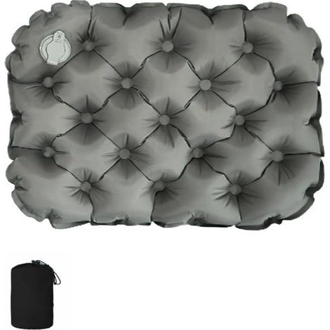 Coussin gonflable de siège – Gris – Imprimé – Extérieur, stade, avion, camping, randonnée (1/5)